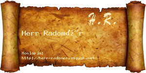 Herr Radomér névjegykártya